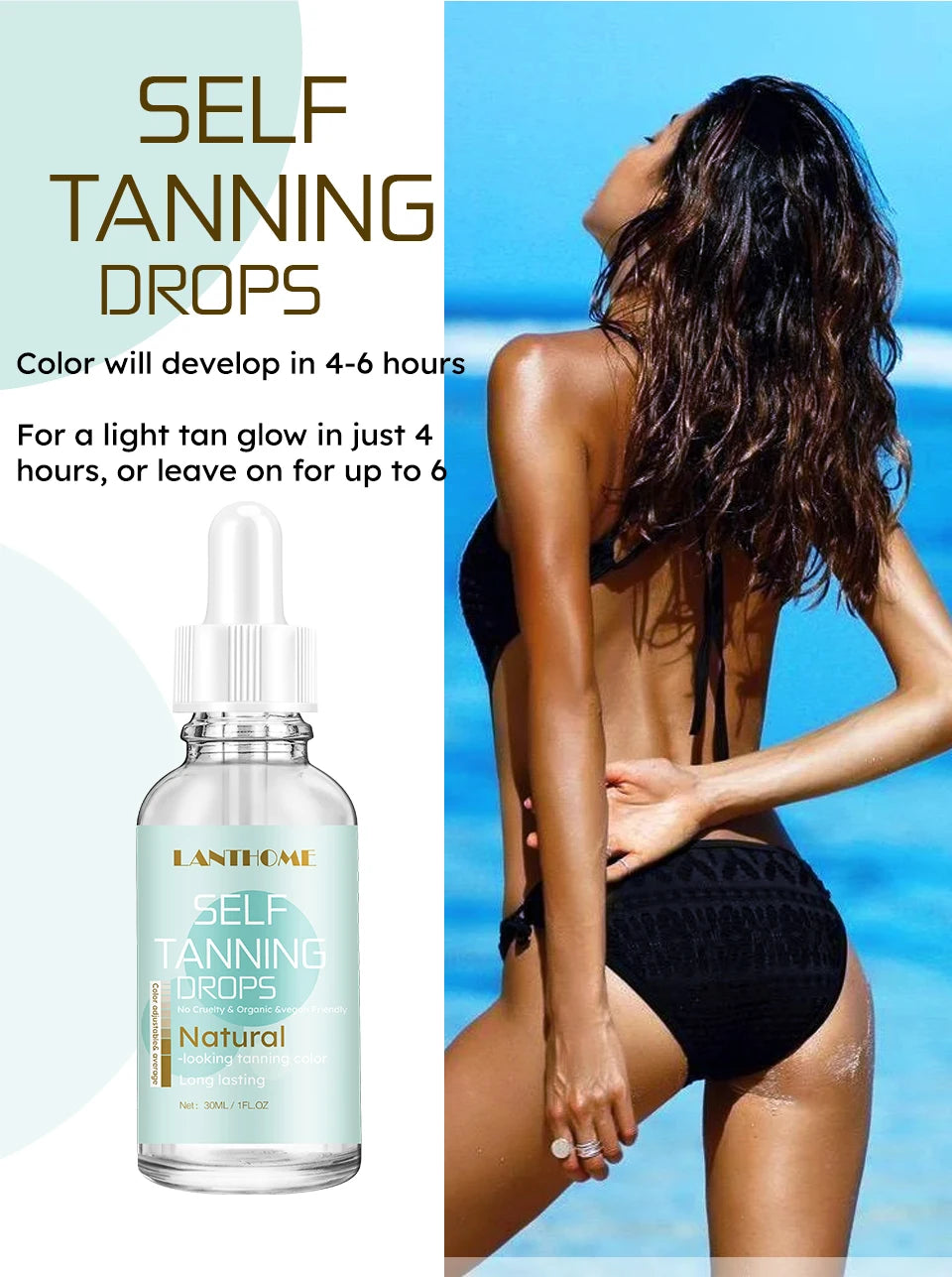 30ml Self -Tanning Drops Body Self Tanner Sunless Tanning Lotion for Natural-Looking Tanner For Body Skin Care