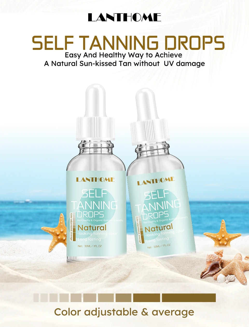 30ml Self -Tanning Drops Body Self Tanner Sunless Tanning Lotion for Natural-Looking Tanner For Body Skin Care