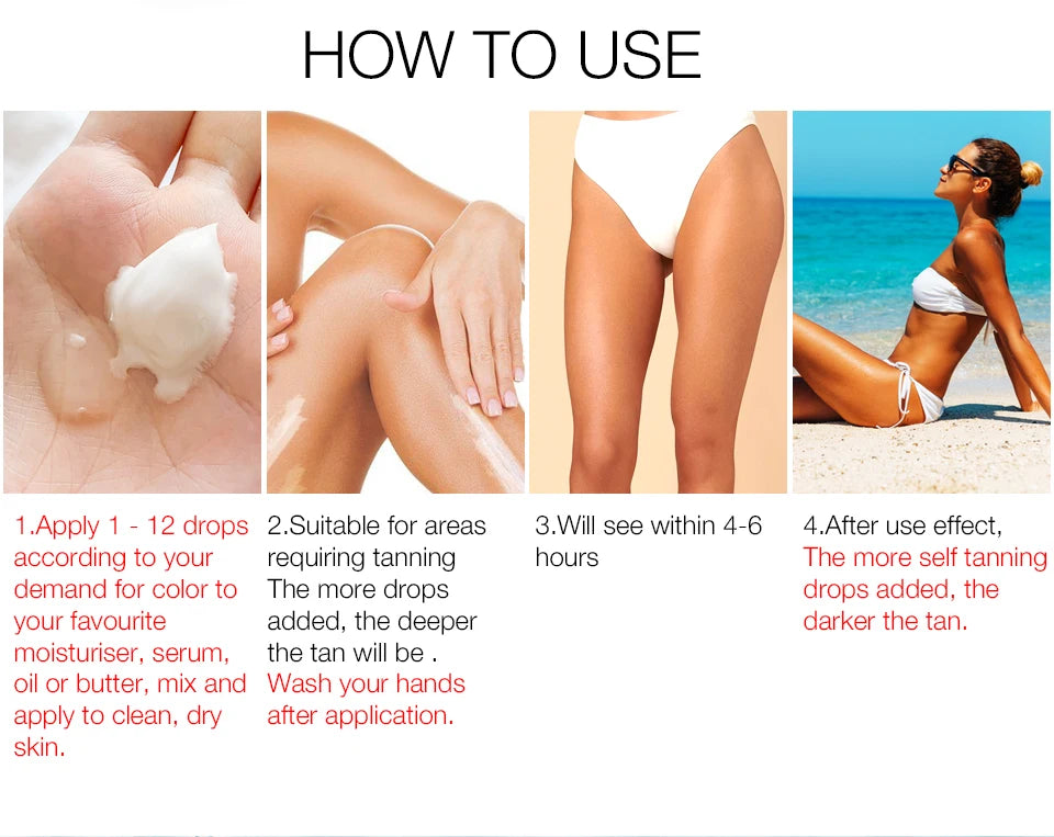 30ml Self -Tanning Drops Body Self Tanner Sunless Tanning Lotion for Natural-Looking Tanner For Body Skin Care