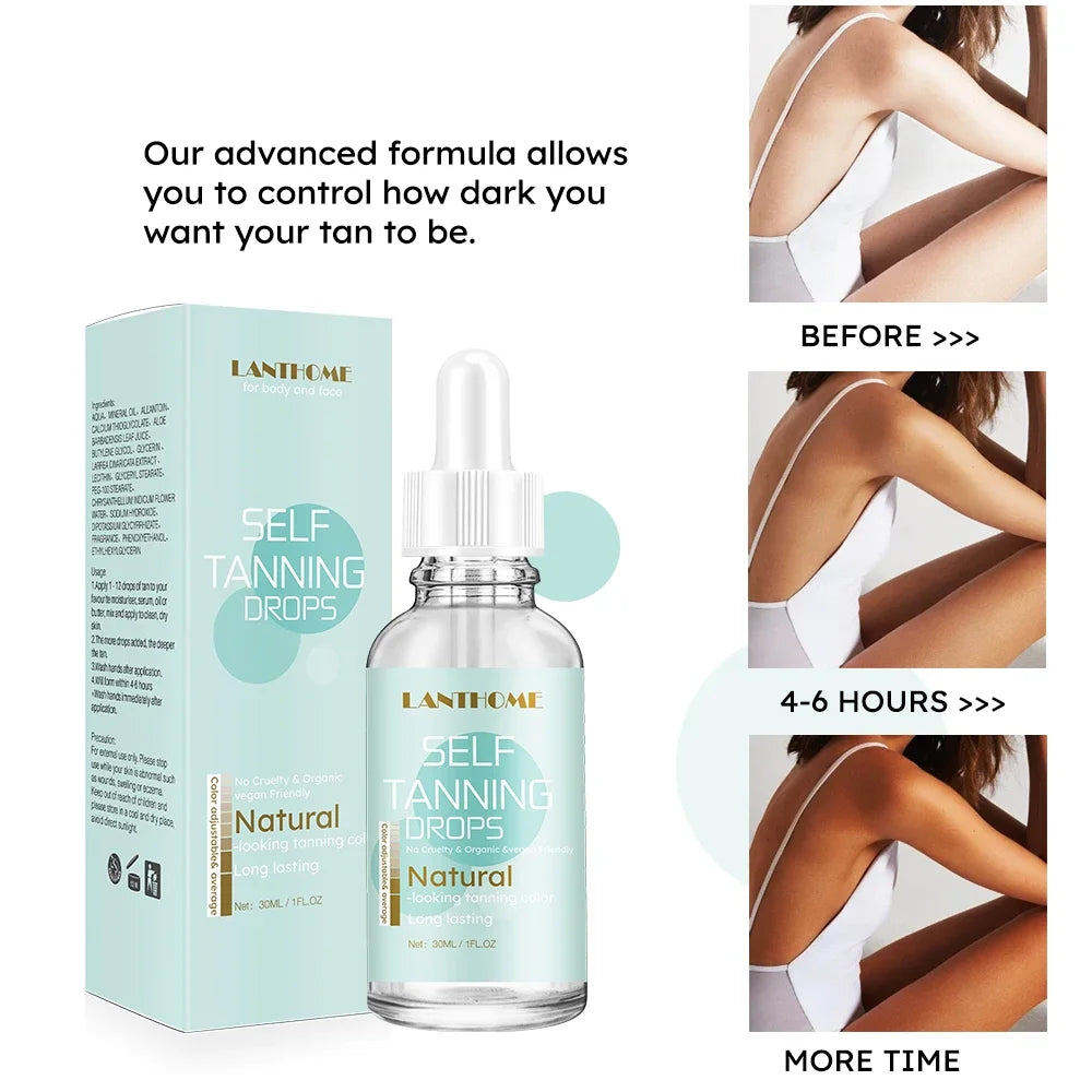 30ml Self -Tanning Drops Body Self Tanner Sunless Tanning Lotion for Natural-Looking Tanner For Body Skin Care