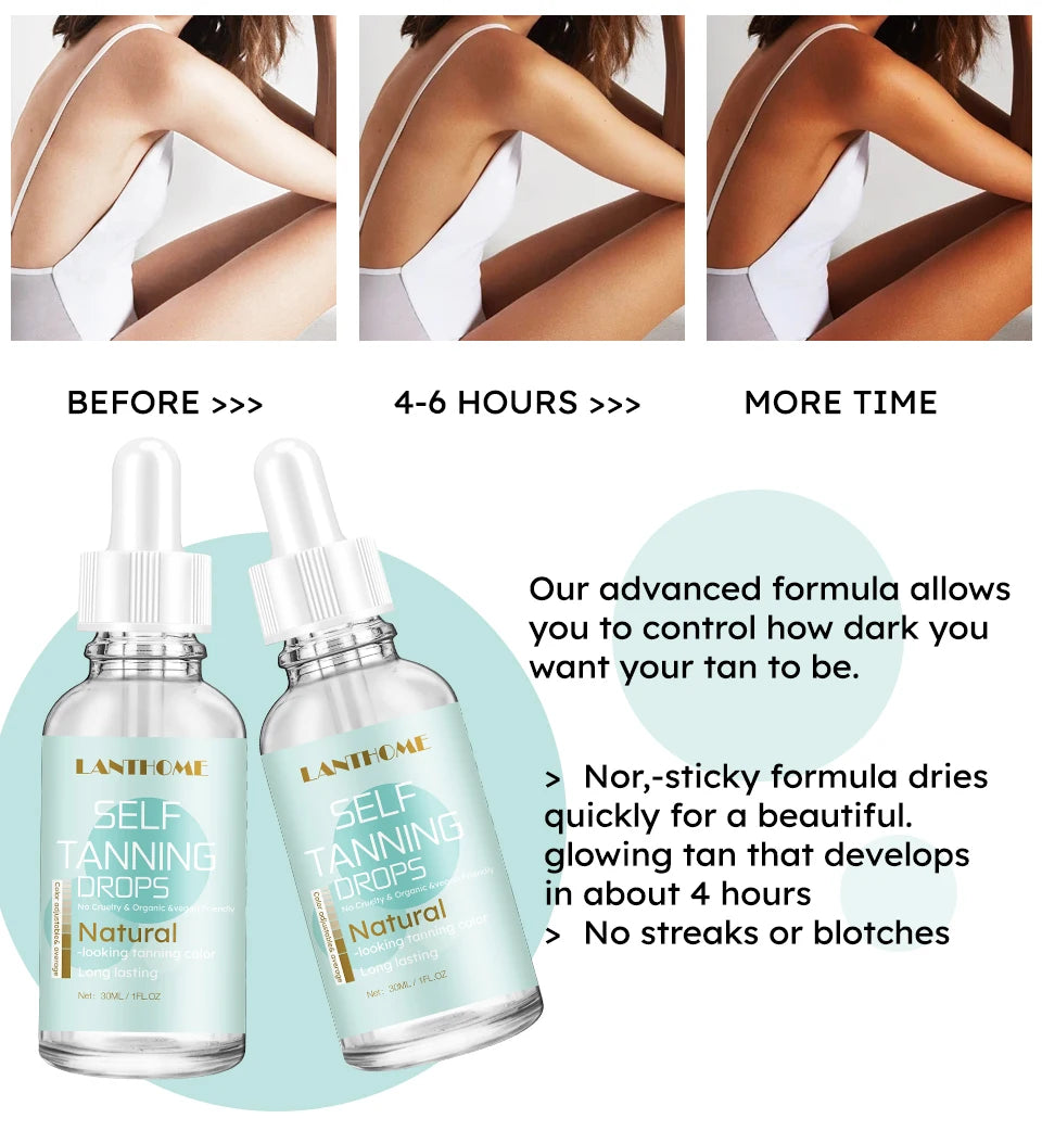 30ml Self -Tanning Drops Body Self Tanner Sunless Tanning Lotion for Natural-Looking Tanner For Body Skin Care