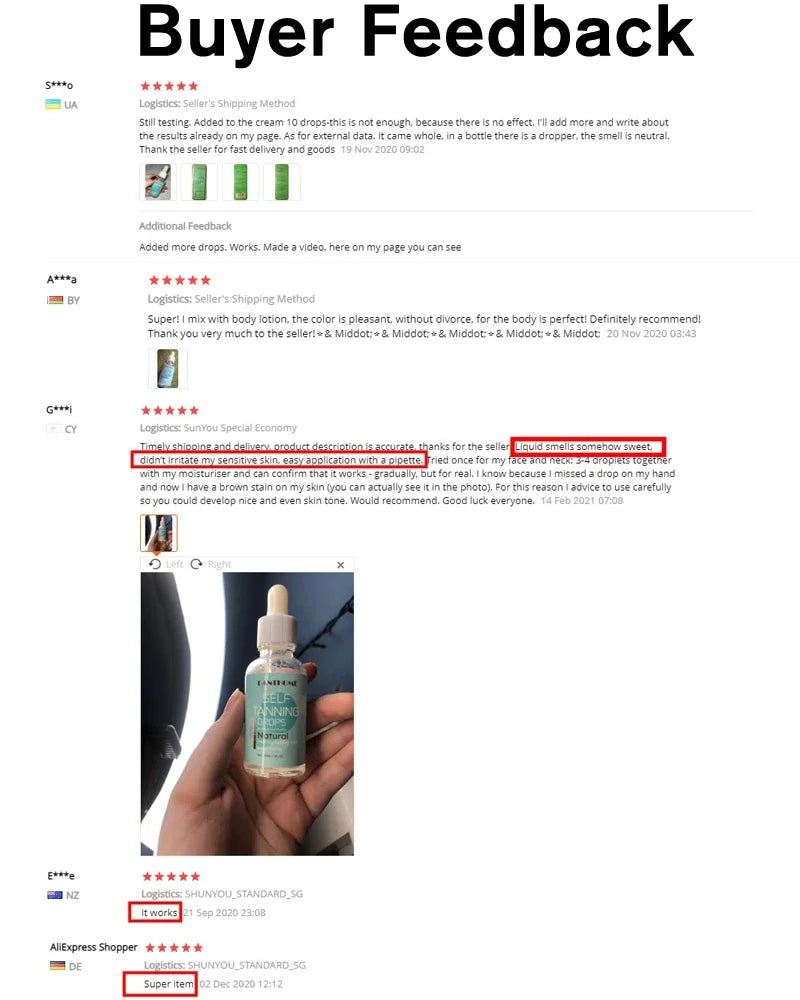 30ml Self -Tanning Drops Body Self Tanner Sunless Tanning Lotion for Natural-Looking Tanner For Body Skin Care